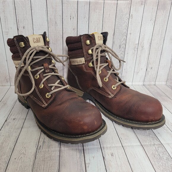 CAT Paisley 6" Steel Toe Work boot Tawny Brown Leather Women's 10 Wide width - Picture 2 of 14
